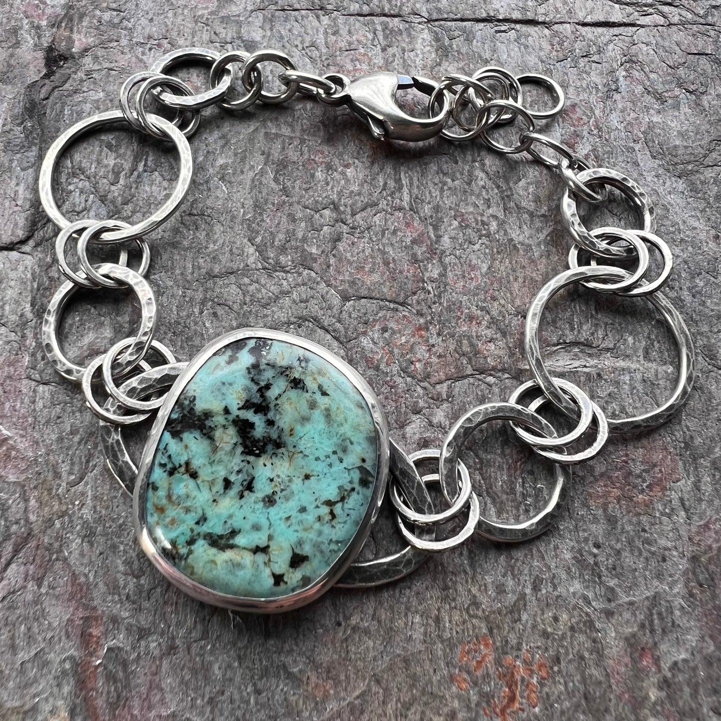 SOLD Sterling Silver Chrysocolla Bracelet - Handmade One-of-a-kind Bracelet