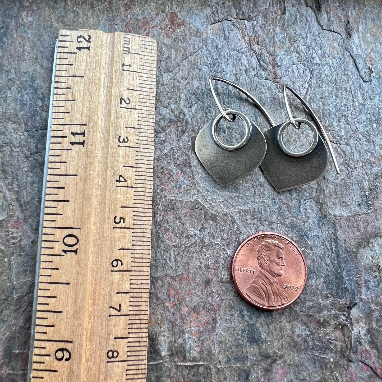 Sterling Silver Petal with Circle Earrings