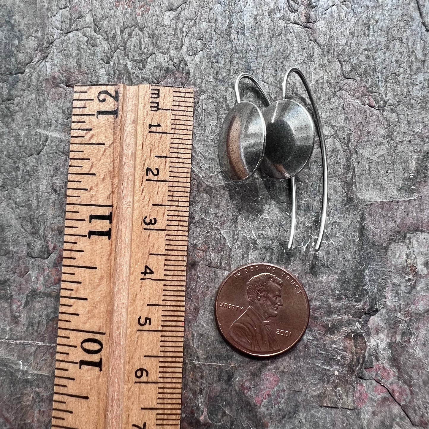 Sterling Silver Domed Circle Earrings - Handmade Sterling Silver Earrings