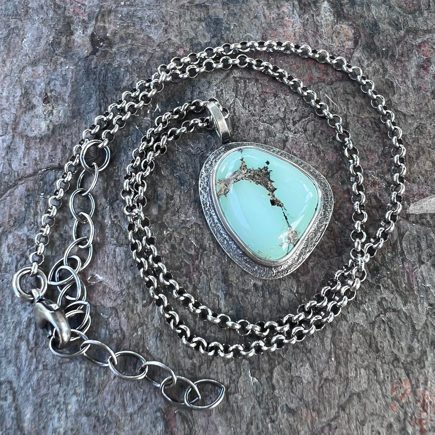 Sterling Silver Turquoise Freeform Necklace - One-of-a-Kind Turquoise Pendant on Sterling Silver Chain