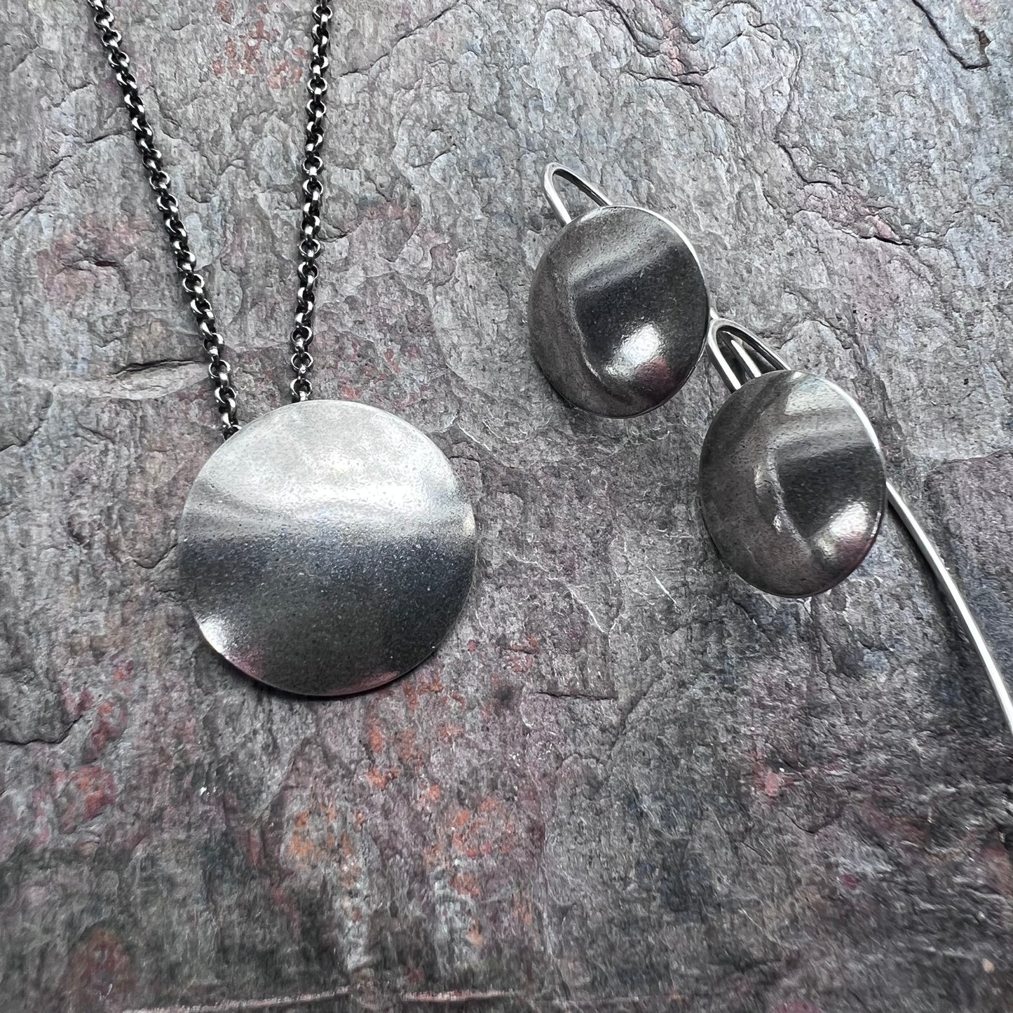 Sterling Silver Domed Circle Earrings - Handmade Sterling Silver Earrings