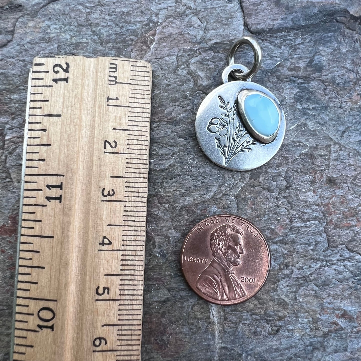 Turquoise Sterling Silver Wildflower Pendant - Handmade One-of-a-kind Pendant