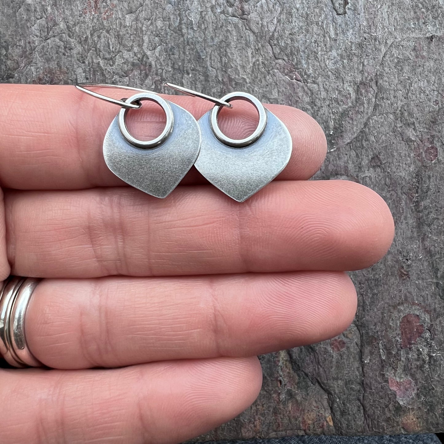 Sterling Silver Petal with Circle Earrings