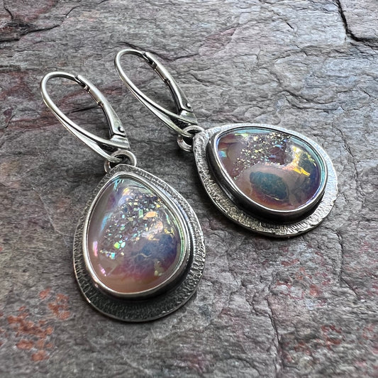 Sterling Silver Druzy Earrings - Handmade One-of-a-Kind Teardrop Druzy Earrings