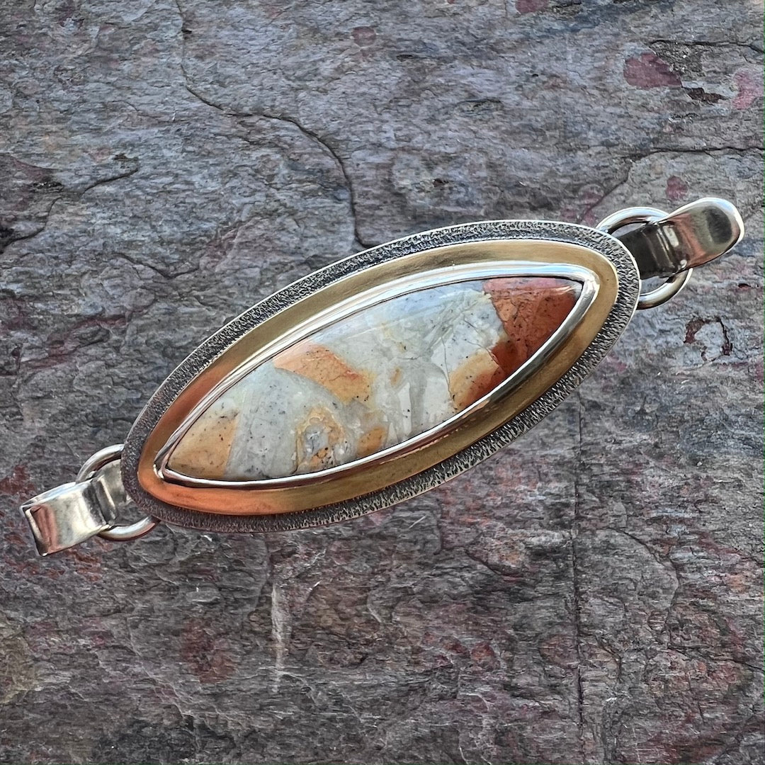 Jasper Sterling Silver Bracelet - One-of-a-kind Jasper Hinged Tension Cuff Bracelet