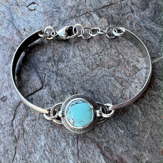 Turquoise Sterling Silver Bracelet - Handmade One-of-a-kind Bracelet
