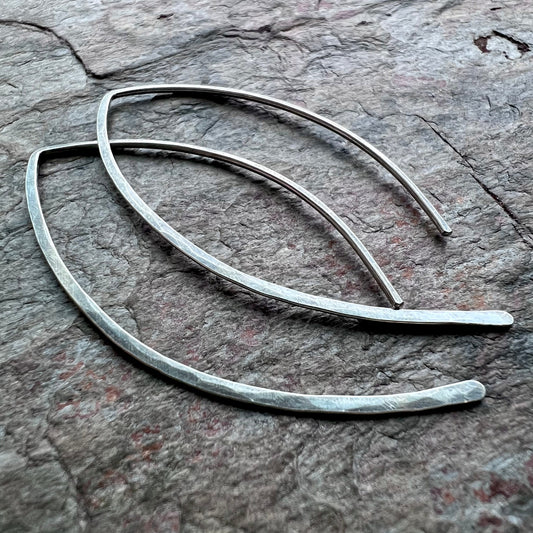 Sterling Silver Earrings Graceful Curve Earrings - Lightweight Long Sterling Silver Earrings
