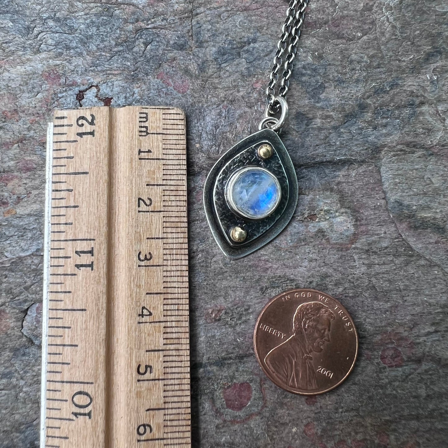 Rainbow Moonstone Sterling Silver Necklace - One-of-a-kind Rainbow Moonstone Pendant on Sterling Silver Chain