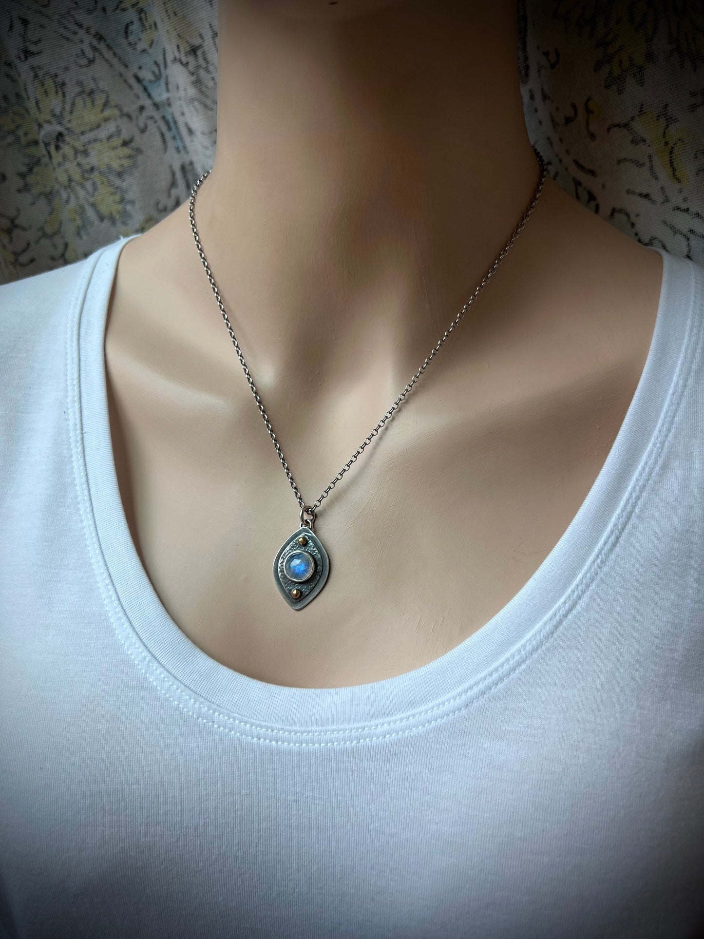 Rainbow Moonstone Sterling Silver Necklace - One-of-a-kind Rainbow Moonstone Pendant on Sterling Silver Chain