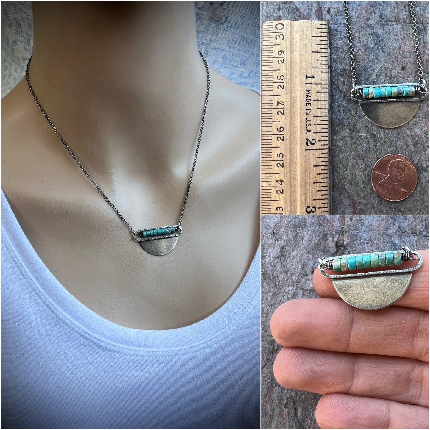 Sterling Silver Turquoise Heishi Bead Necklace