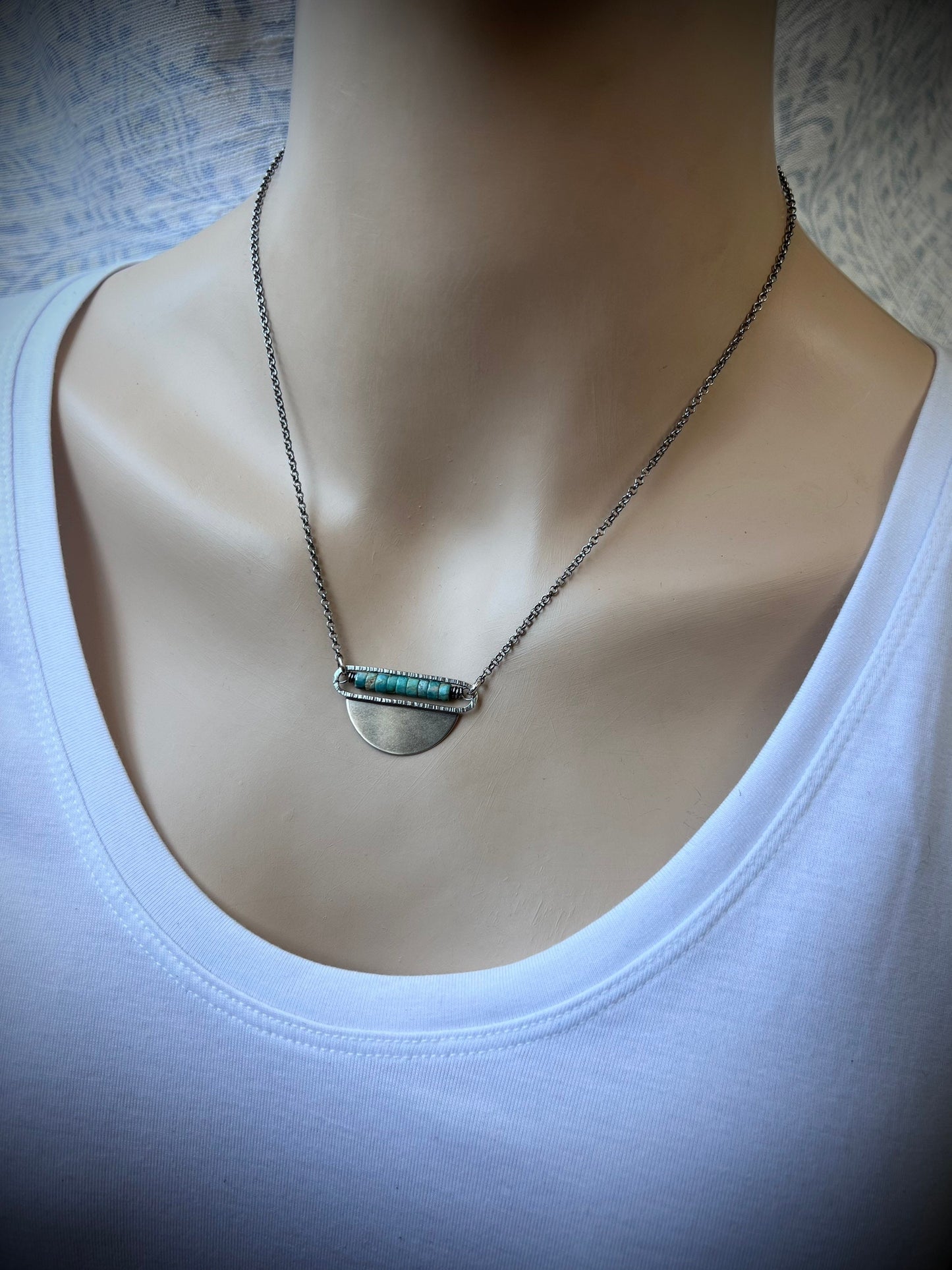 Sterling Silver Turquoise Heishi Bead Necklace