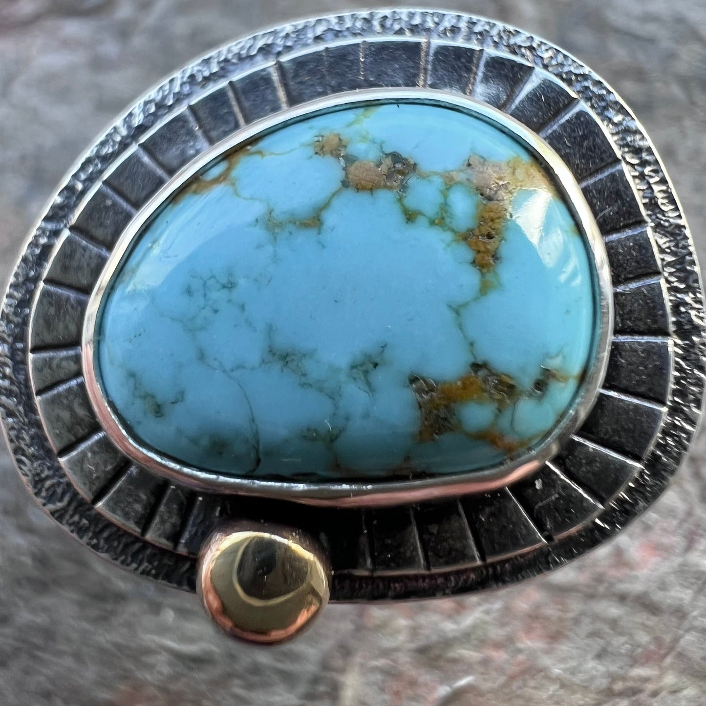 Royston Turquoise Sterling Silver Ring - One-of-a-kind Handmade Freeform Turquoise and Sterling Silver Ring - Size 10