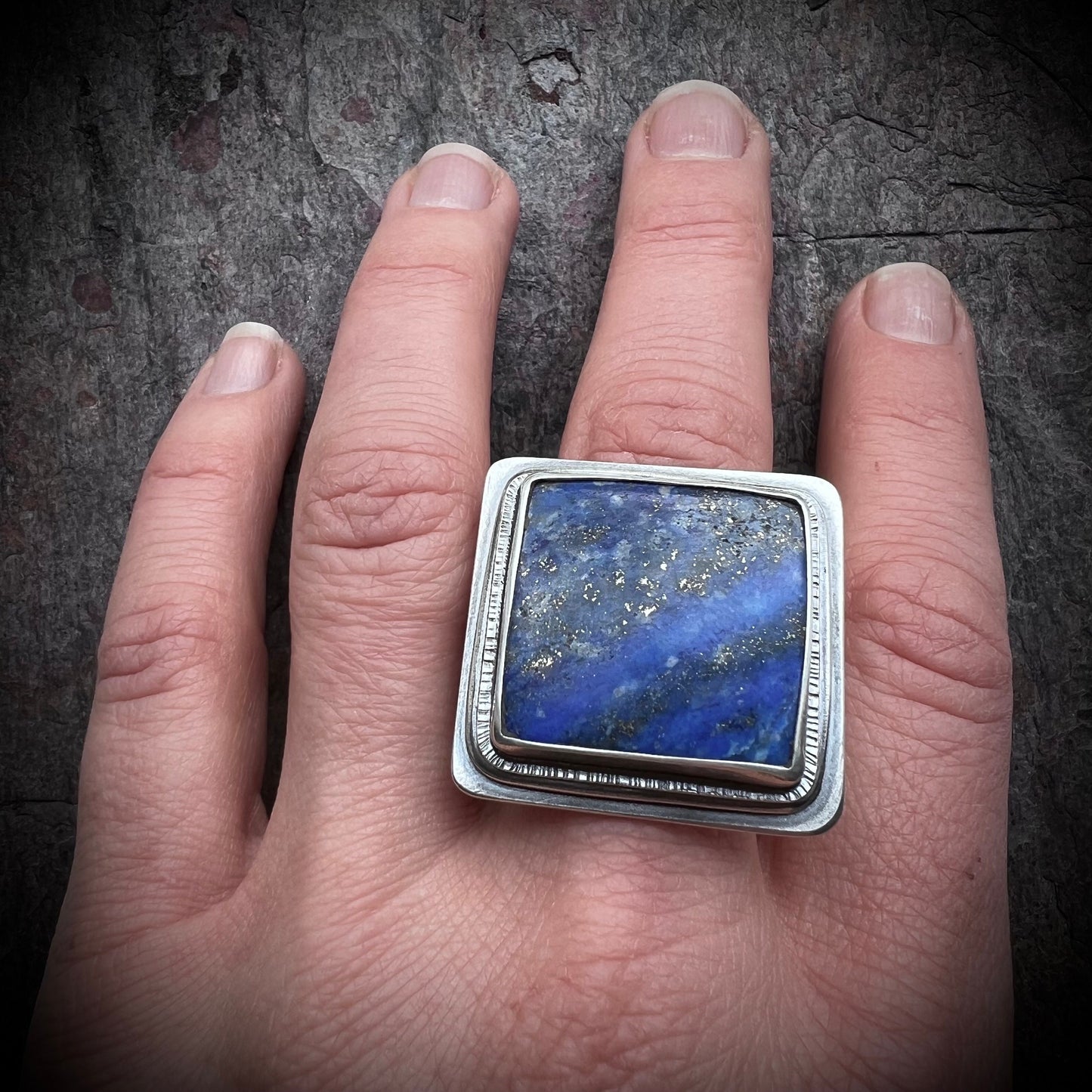 Lapis Lazuli Sterling Silver Ring - Handmade One-of-a-kind Ring - Size 9.5