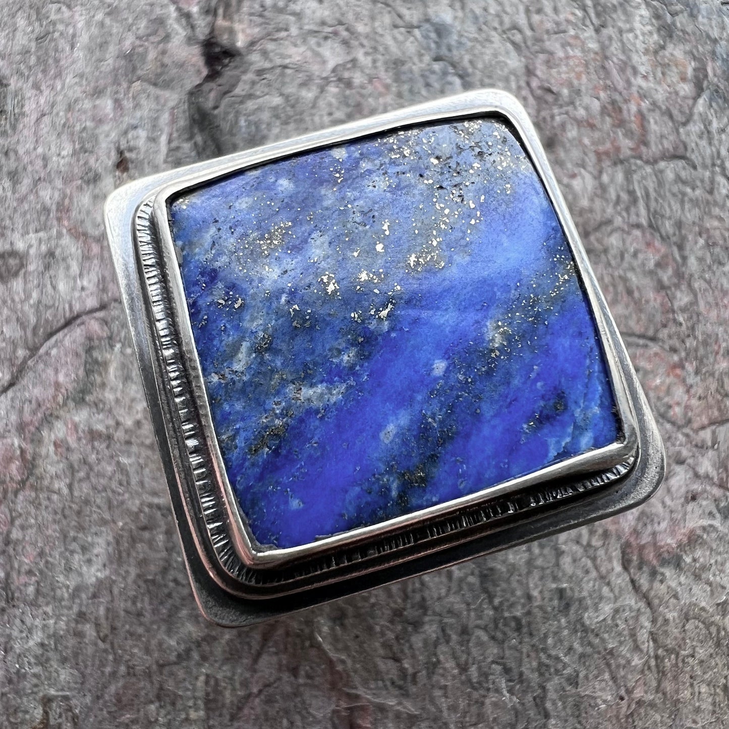 Lapis Lazuli Sterling Silver Ring - Handmade One-of-a-kind Ring - Size 9.5