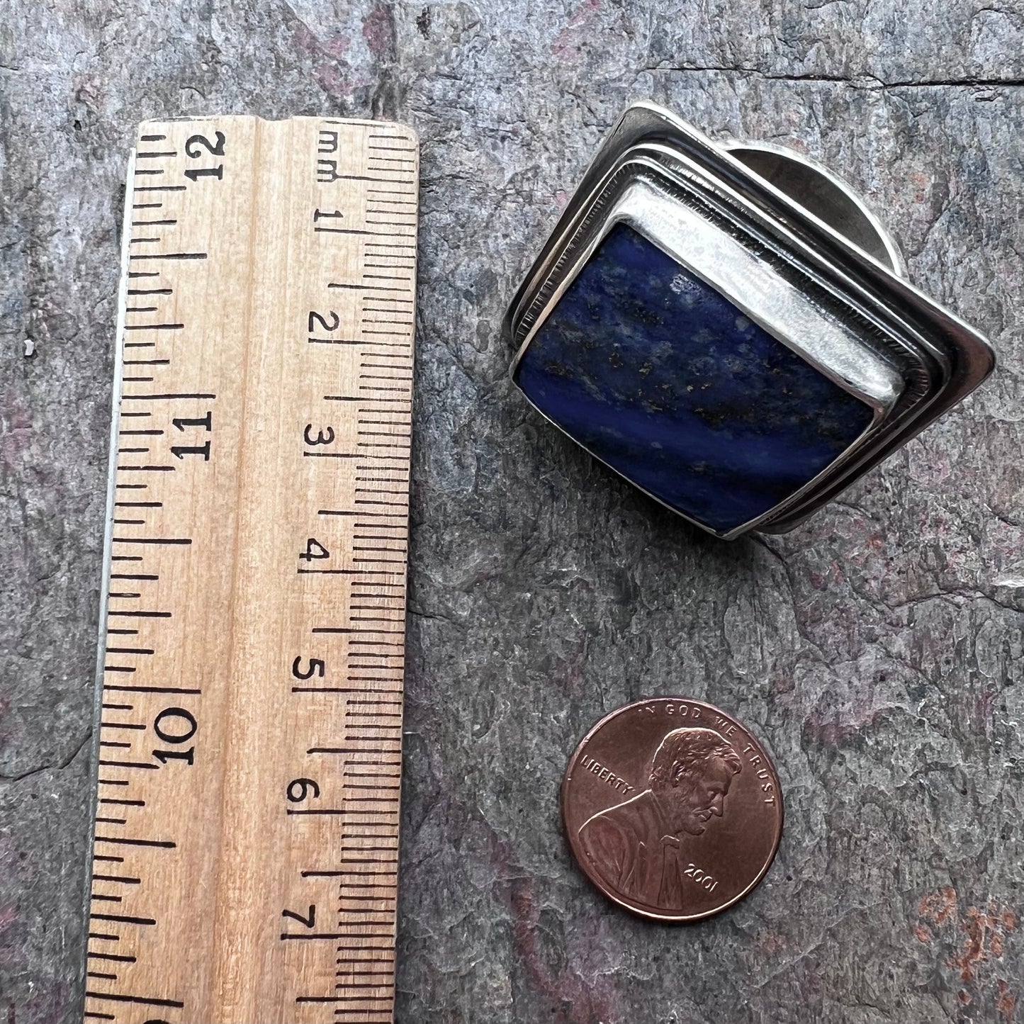 Lapis Lazuli Sterling Silver Ring - Handmade One-of-a-kind Ring - Size 9.5