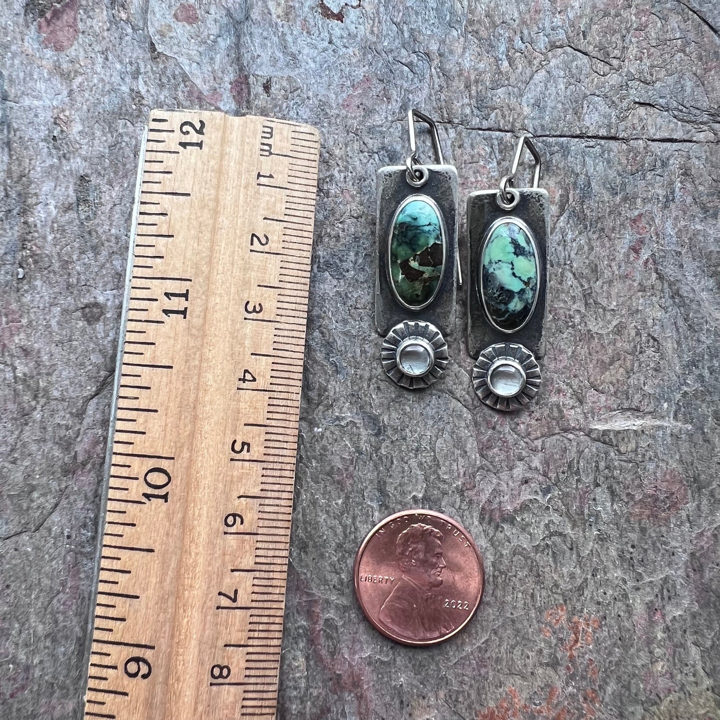 Turquoise and Aquamarine Sterling Silver Earrings - Handmade One-of-a-kind Earrings