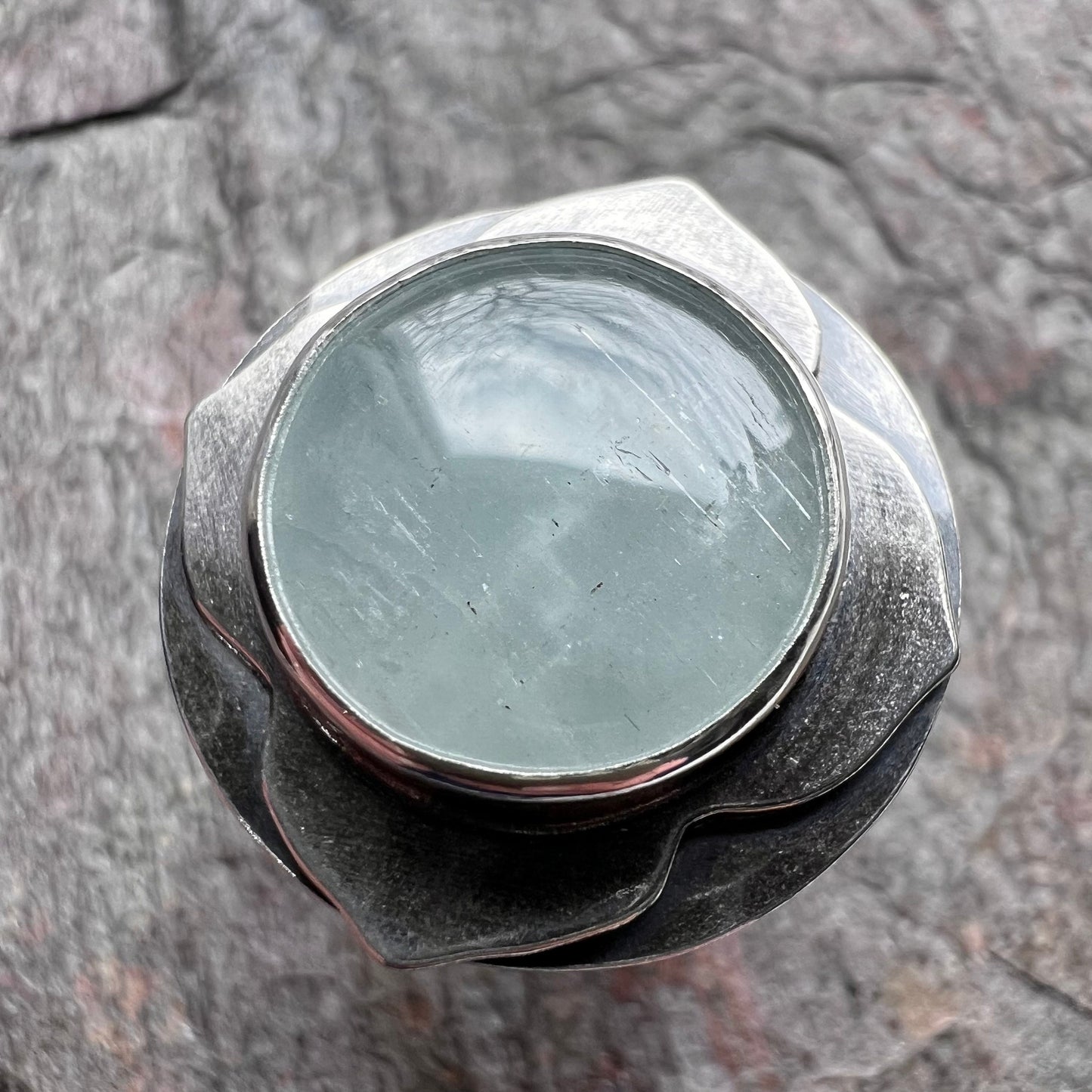 Aquamarine Sterling Silver Ring - Handmade One-of-a-kind Ring
