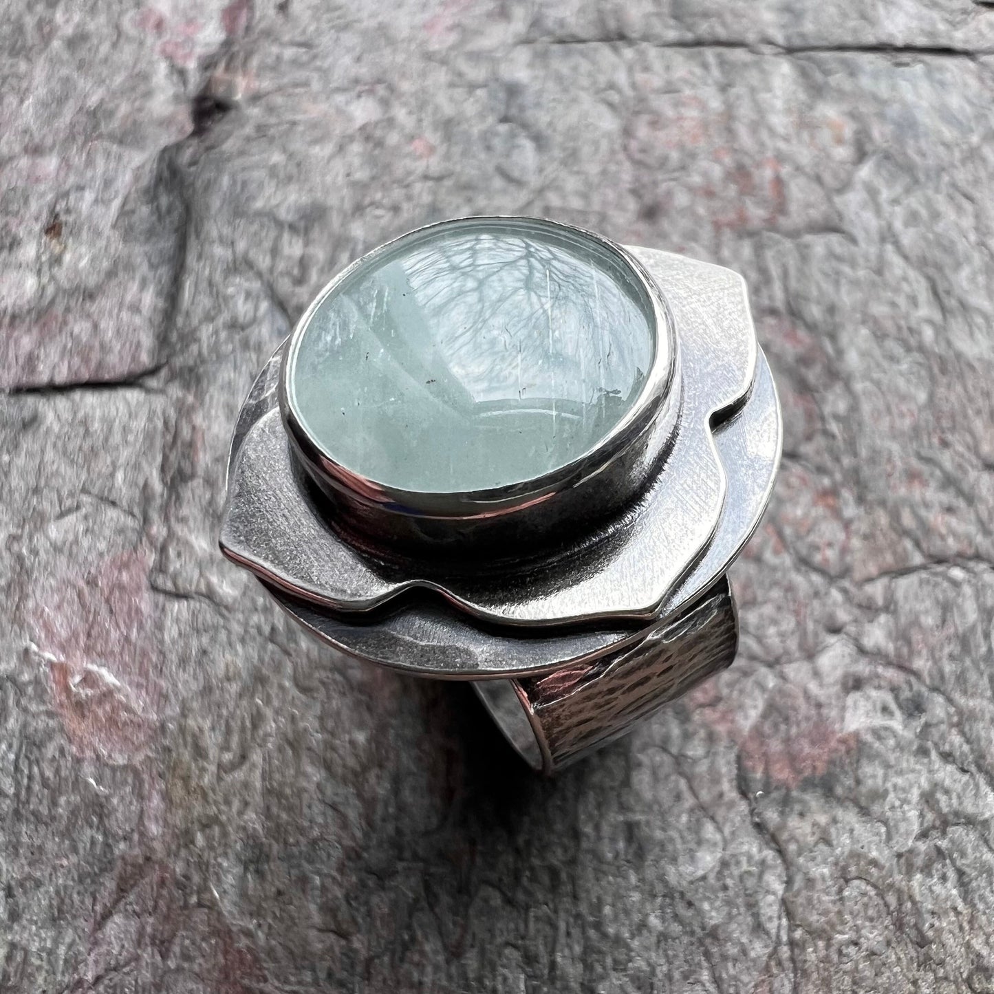 Aquamarine Sterling Silver Ring - Handmade One-of-a-kind Ring