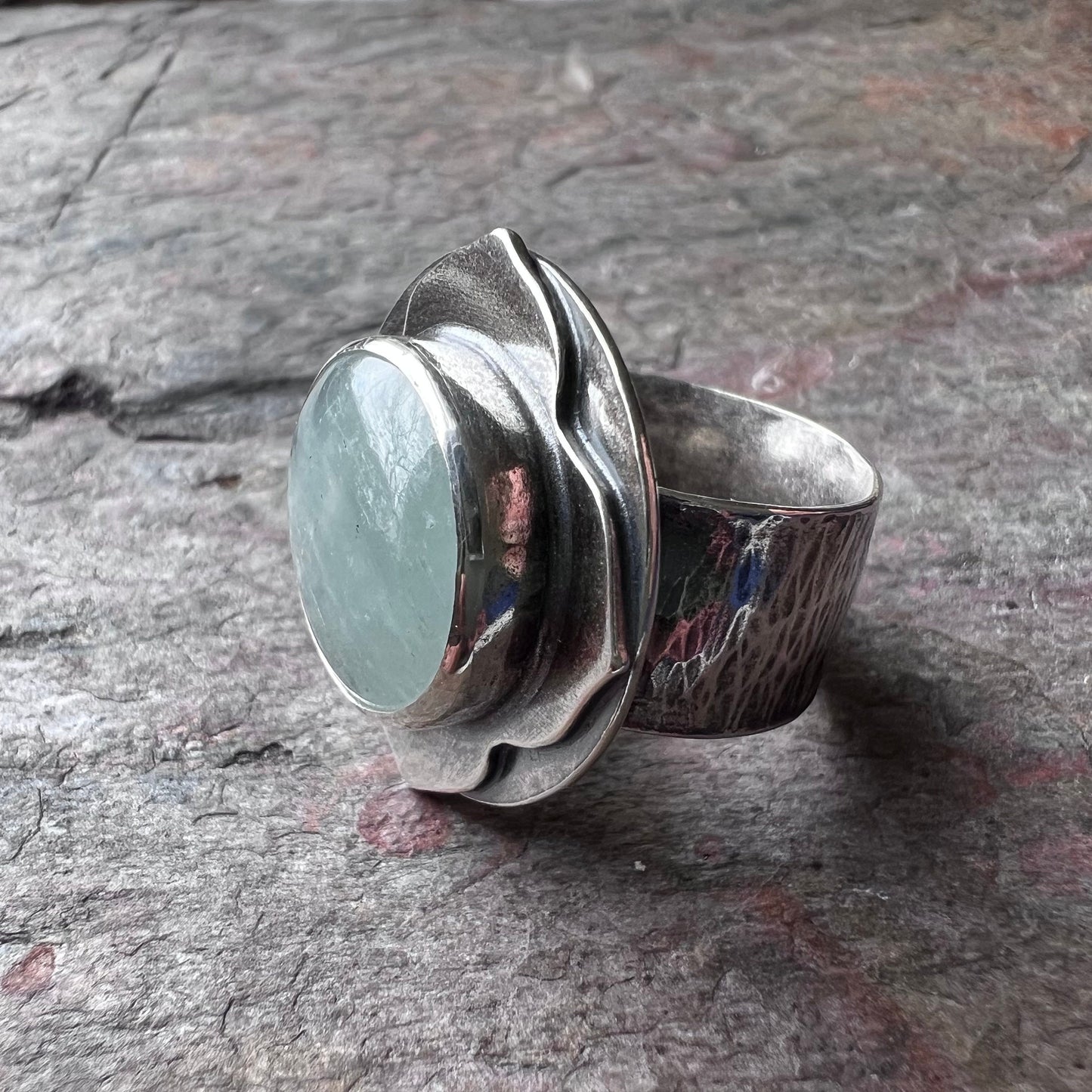 Aquamarine Sterling Silver Ring - Handmade One-of-a-kind Ring