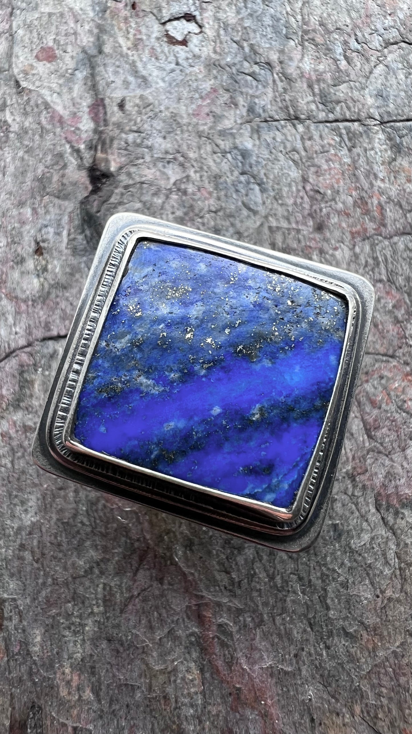 Lapis Lazuli Sterling Silver Ring - Handmade One-of-a-kind Ring - Size 9.5