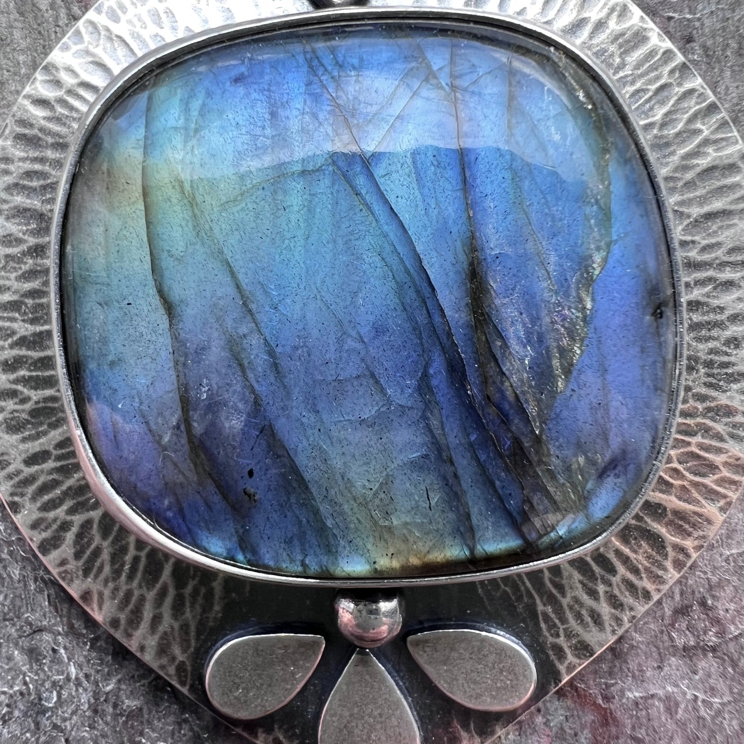 Labradorite Sterling Silver Necklace - Large Handmade One-of-a-kind Pendant on Sterling Silver Chain