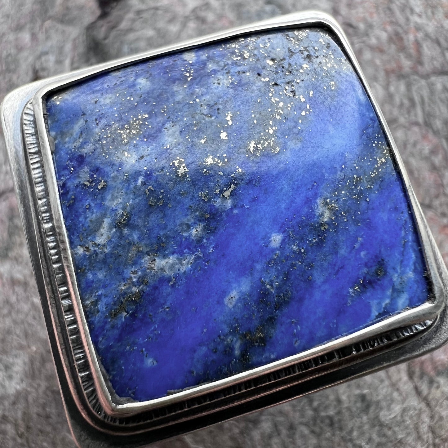 Lapis Lazuli Sterling Silver Ring - Handmade One-of-a-kind Ring - Size 9.5