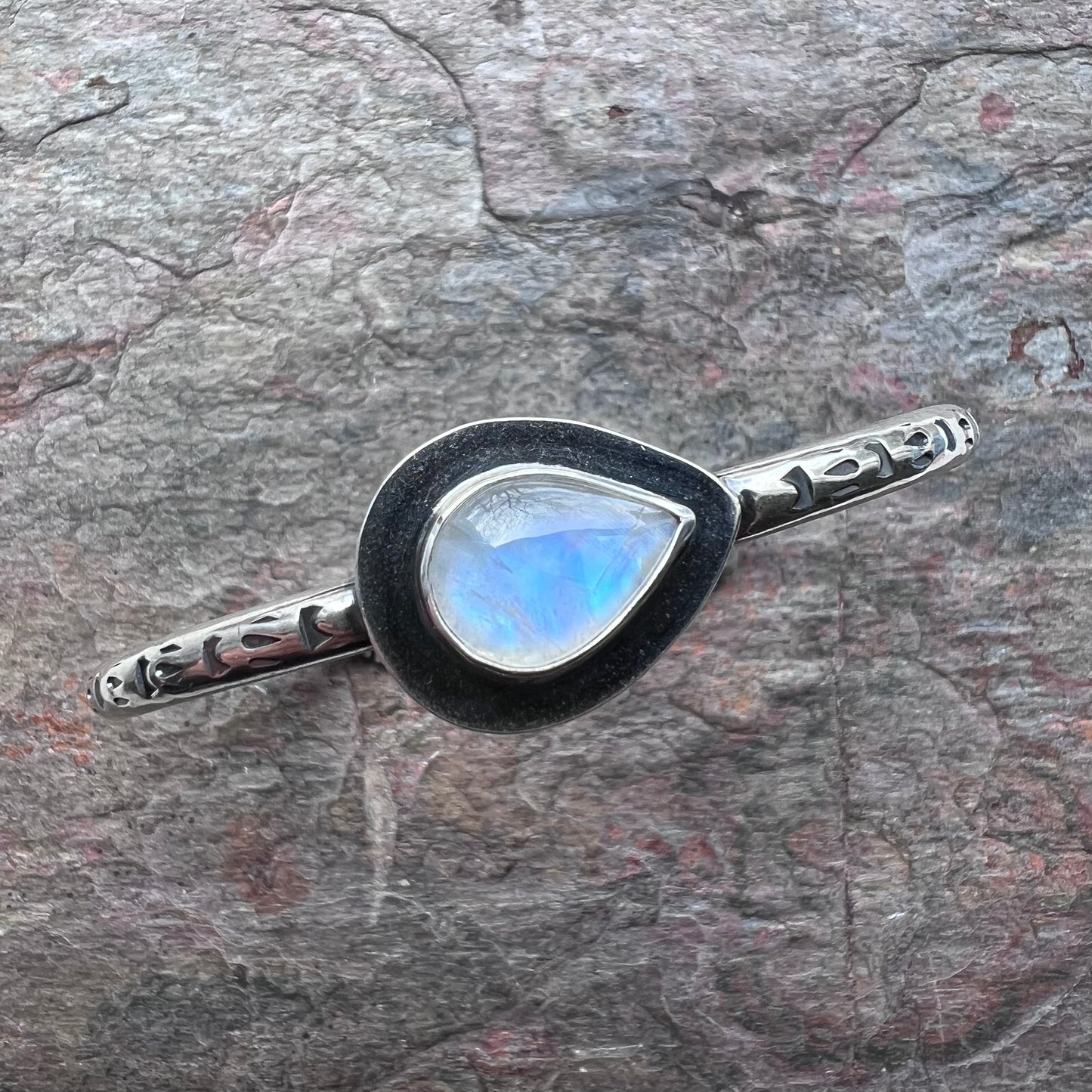 Rainbow Moonstone Sterling Silver Bracelet - Handmade One-of-a-kind Bracelet