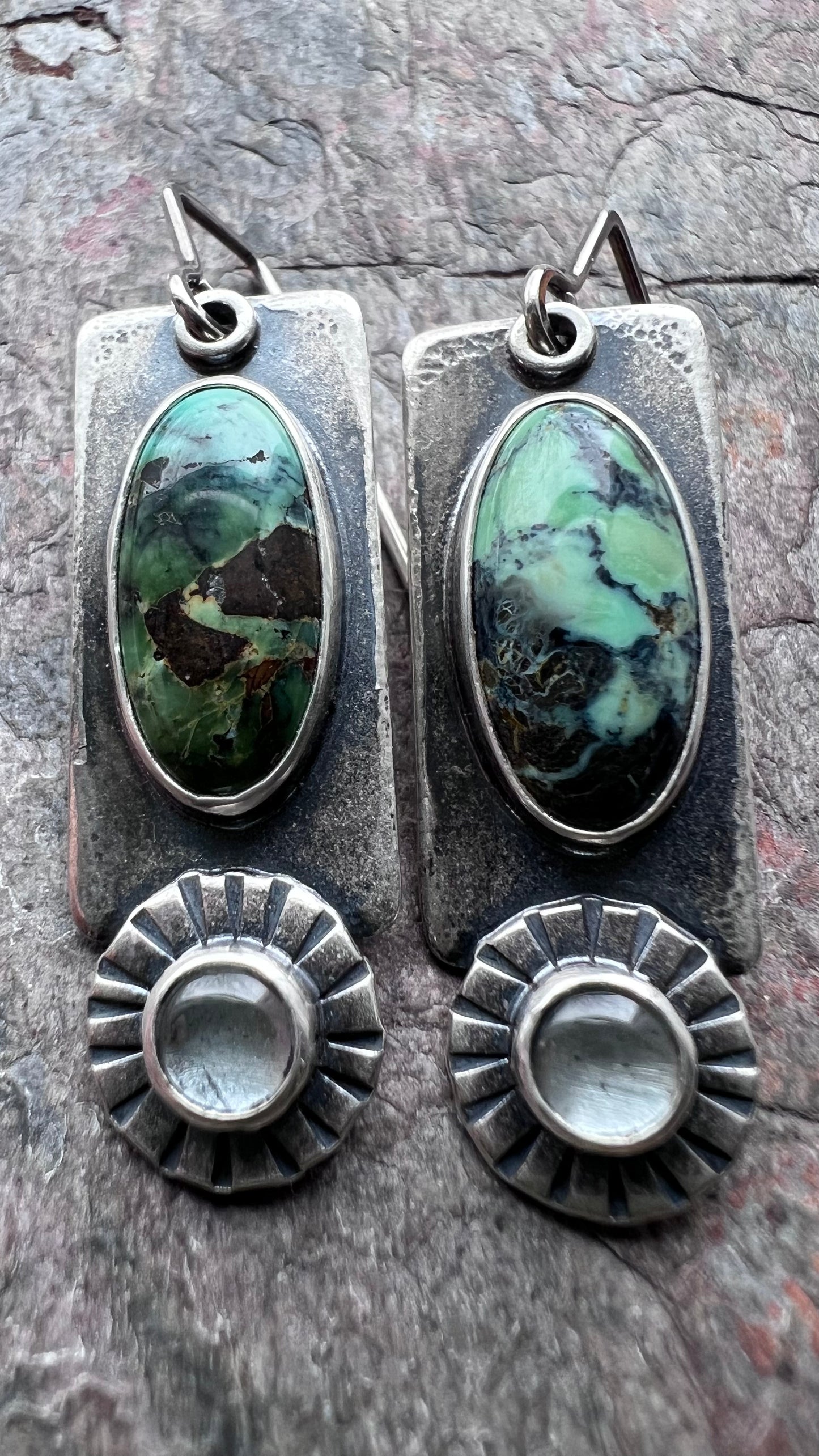 Turquoise and Aquamarine Sterling Silver Earrings - Handmade One-of-a-kind Earrings