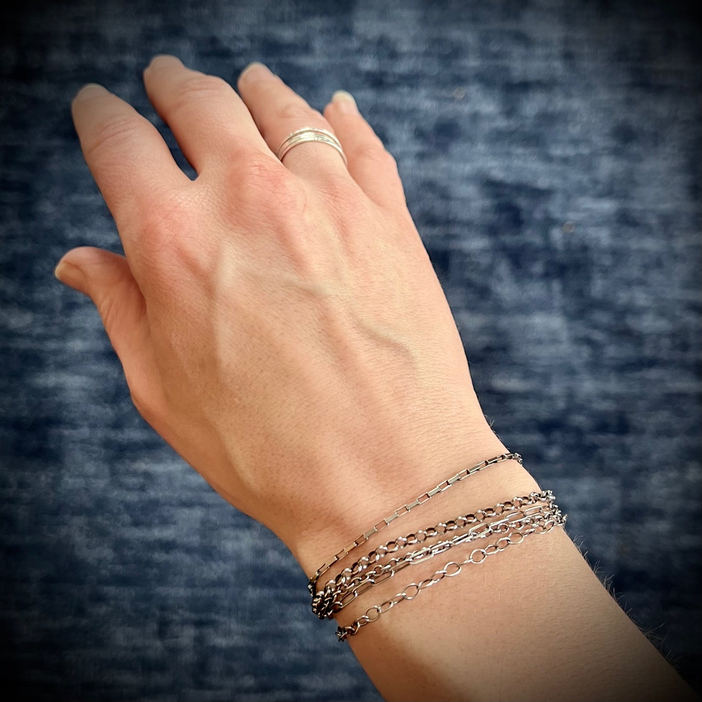 Sterling Silver Multi Chain Bracelet with Sterling Silver Handmade Clasp