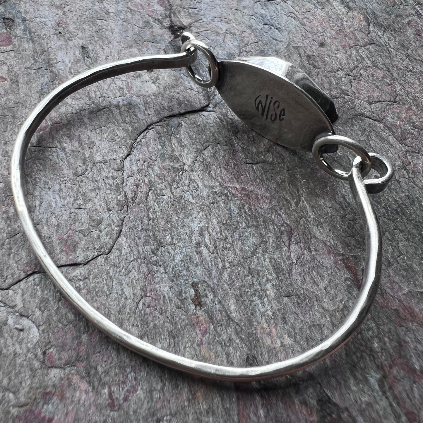 Druzy Sterling Silver Bracelet - One-of-a-kind Agate Druzy Hinged Tension Cuff Bracelet