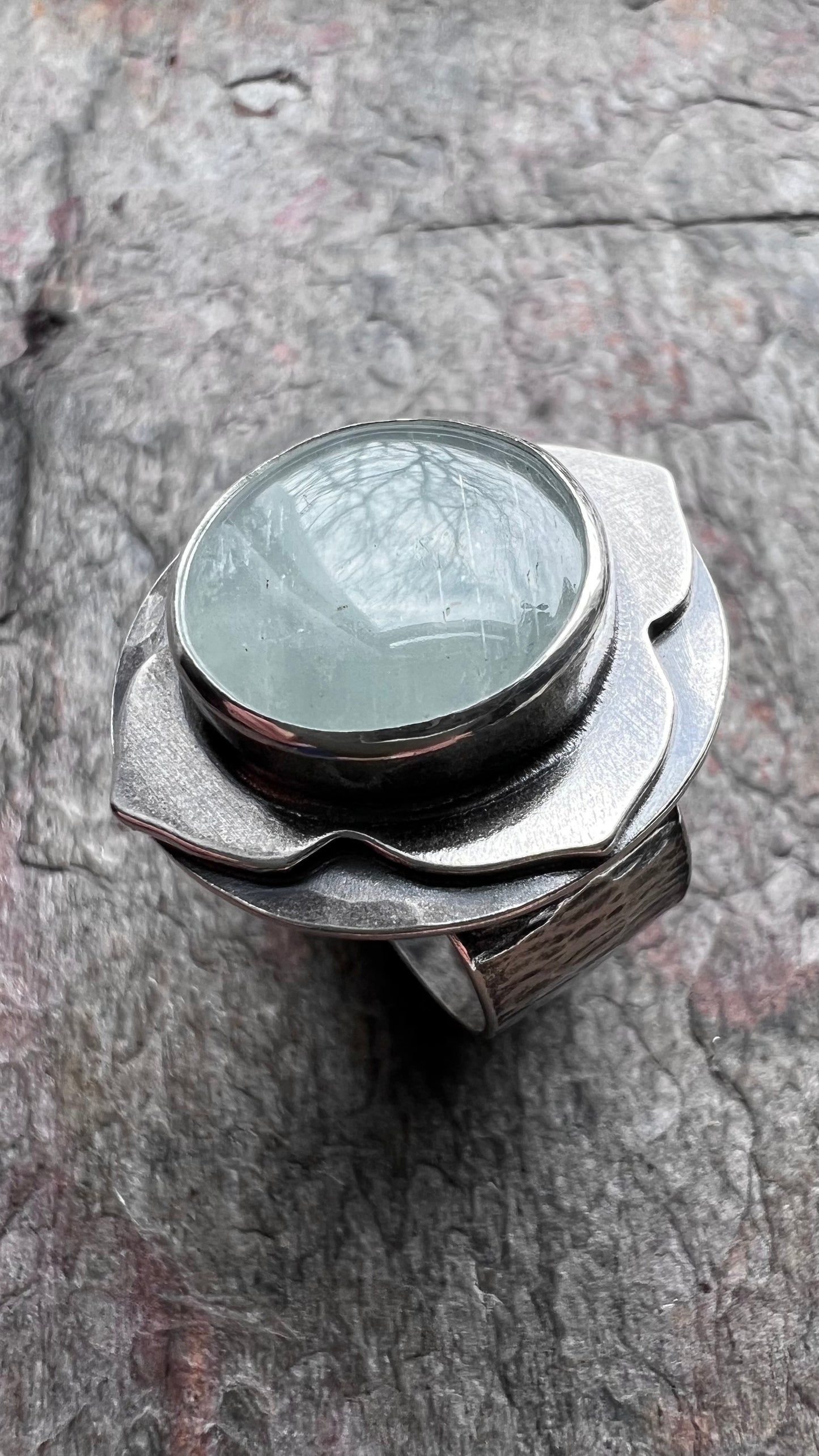 Aquamarine Sterling Silver Ring - Handmade One-of-a-kind Ring