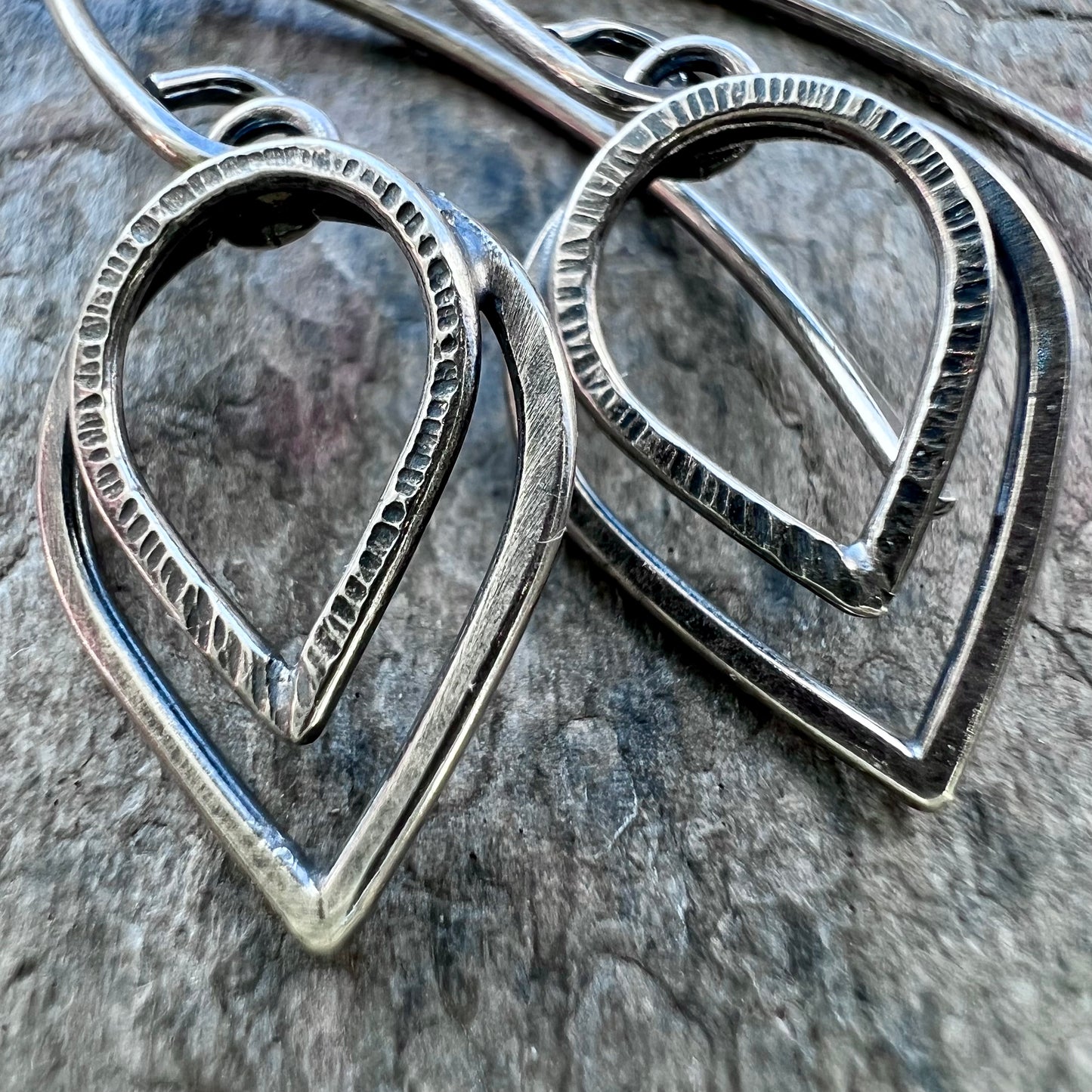 Sterling Silver Petal Earrings - Small Lightweight Everyday Dangle Earrings