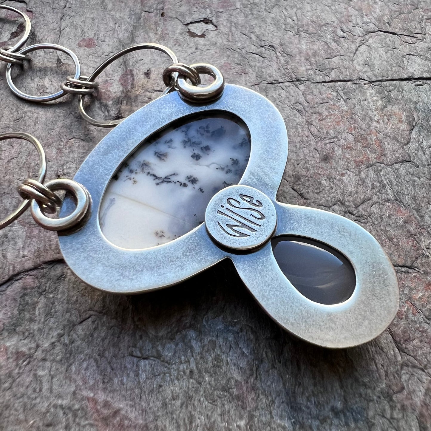 Dendritic Opal and Chalcedony Sterling Silver Necklace - Handmade One-of-a-kind Pendant on Sterling Silver Chain