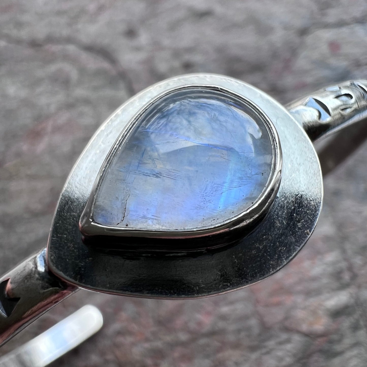 Rainbow Moonstone Sterling Silver Bracelet - Handmade One-of-a-kind Bracelet