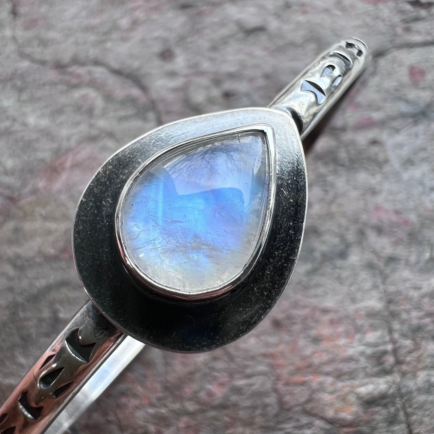 Rainbow Moonstone Sterling Silver Bracelet - Handmade One-of-a-kind Bracelet