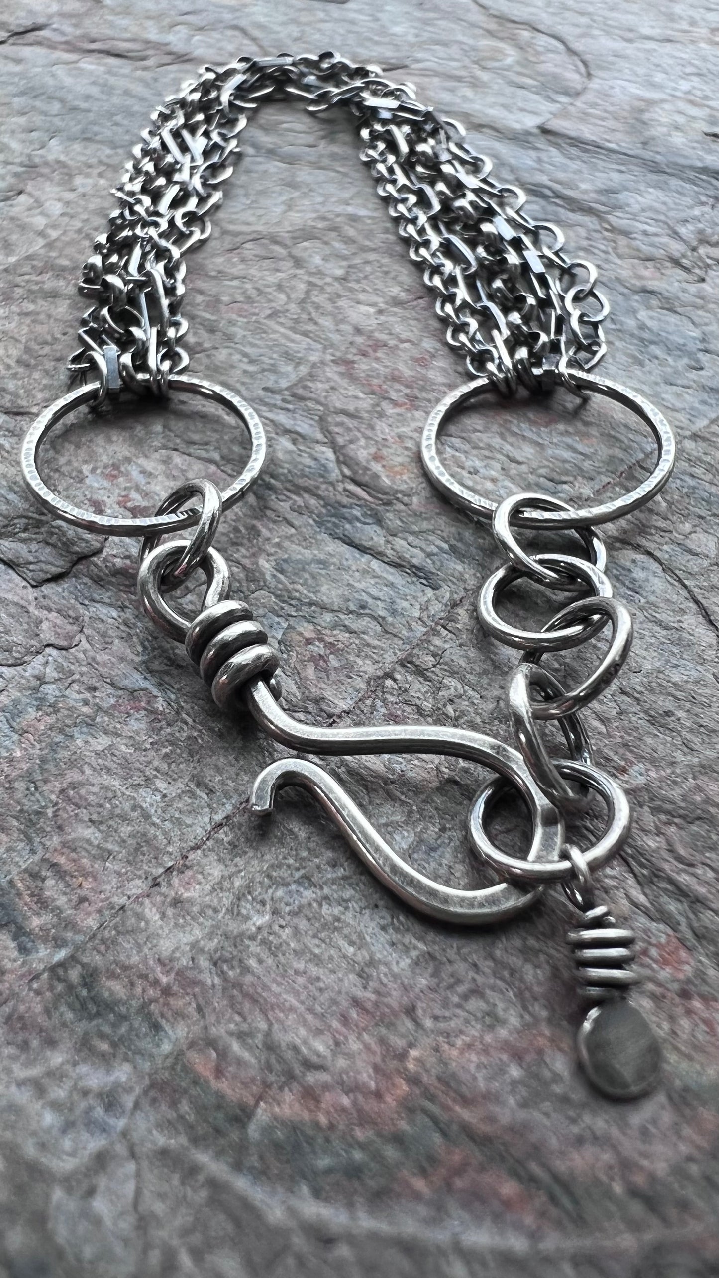 Sterling Silver Multi Chain Bracelet with Sterling Silver Handmade Clasp