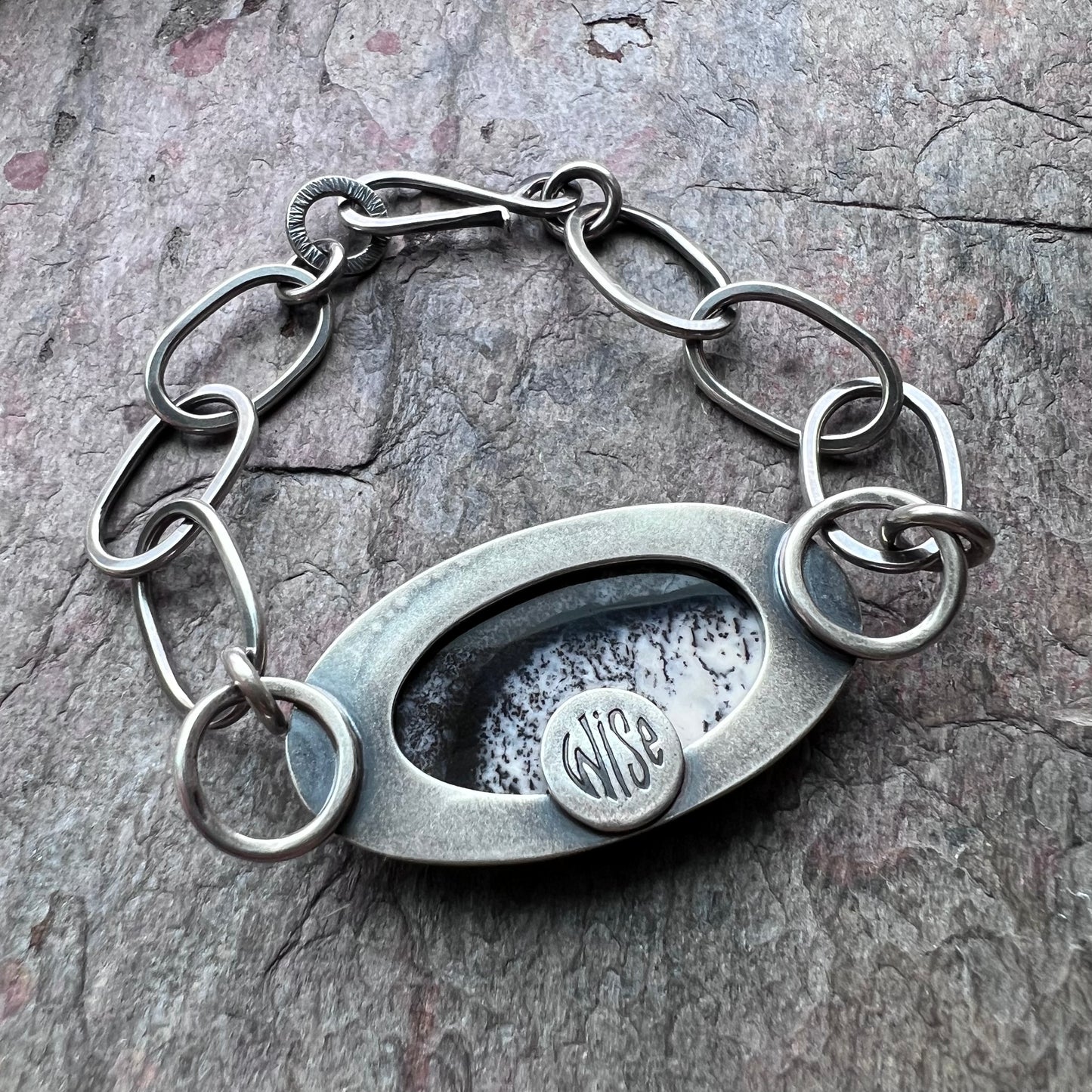 Dendritic Opal Sterling Silver Bracelet - Handmade One-of-a-kind Bracelet
