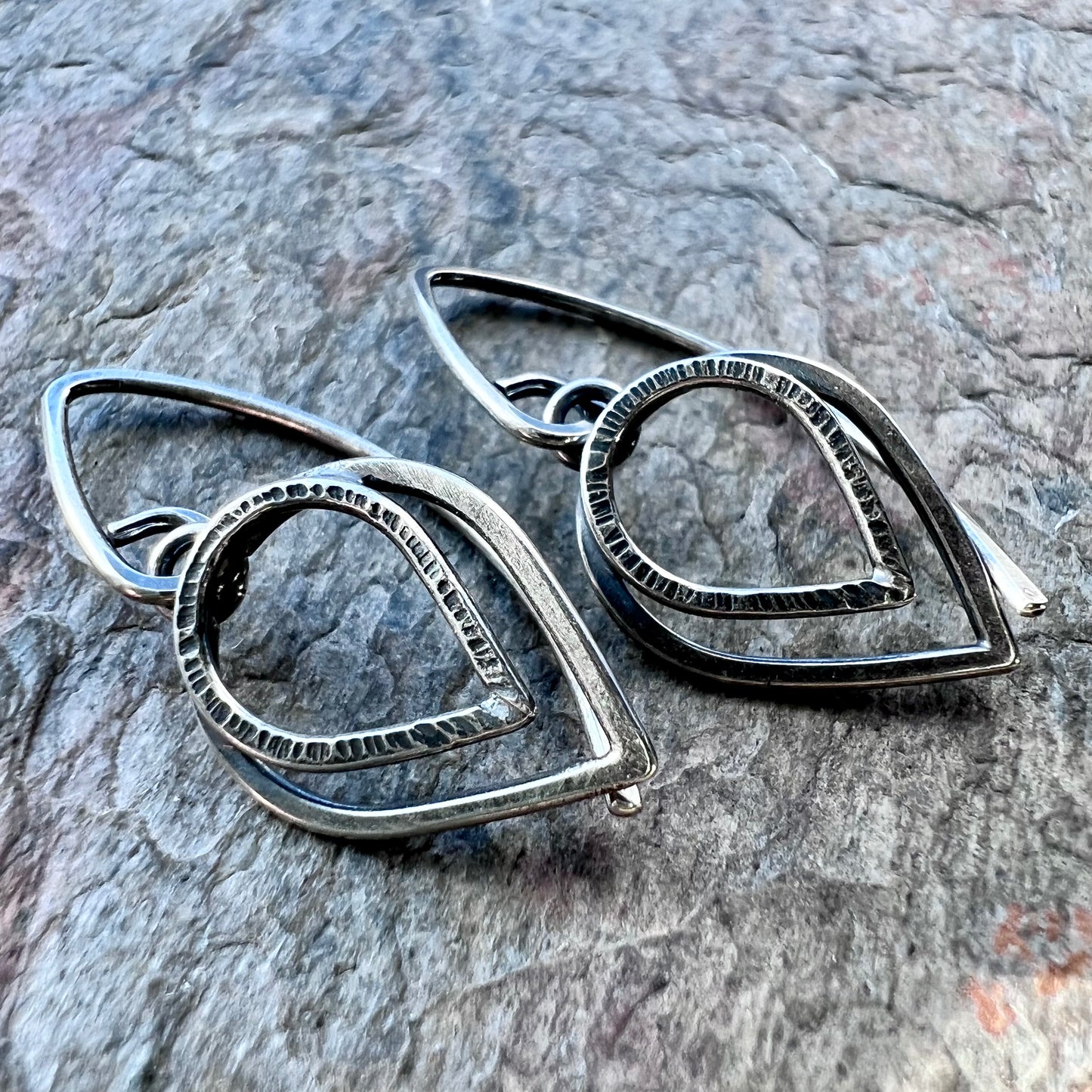 Sterling Silver Petal Earrings - Small Lightweight Everyday Dangle Earrings