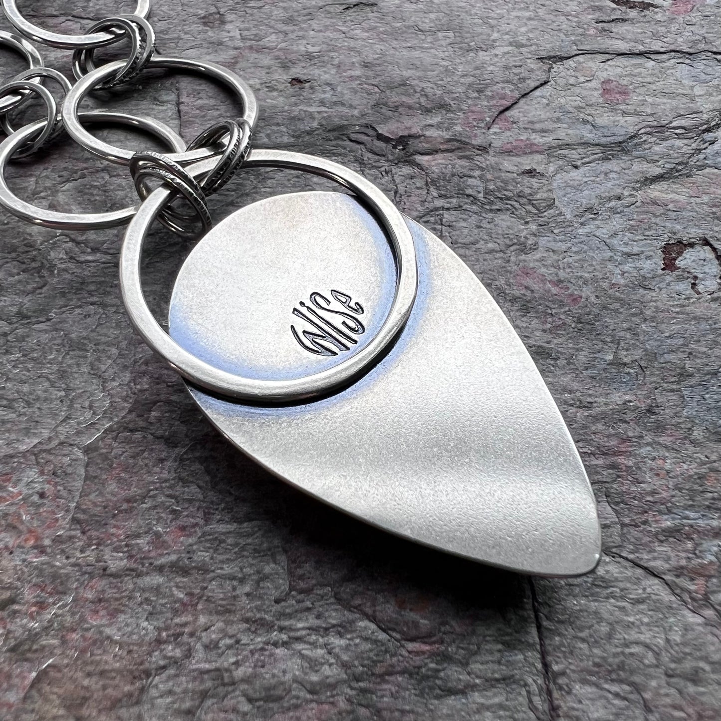 Labradorite Sterling Silver Necklace - Handmade One-of-a-kind Pendant on Hammered Ring Chain