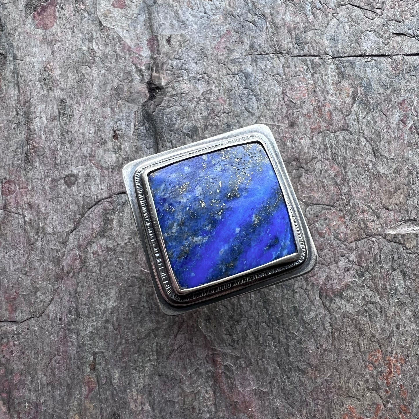 Lapis Lazuli Sterling Silver Ring - Handmade One-of-a-kind Ring - Size 9.5