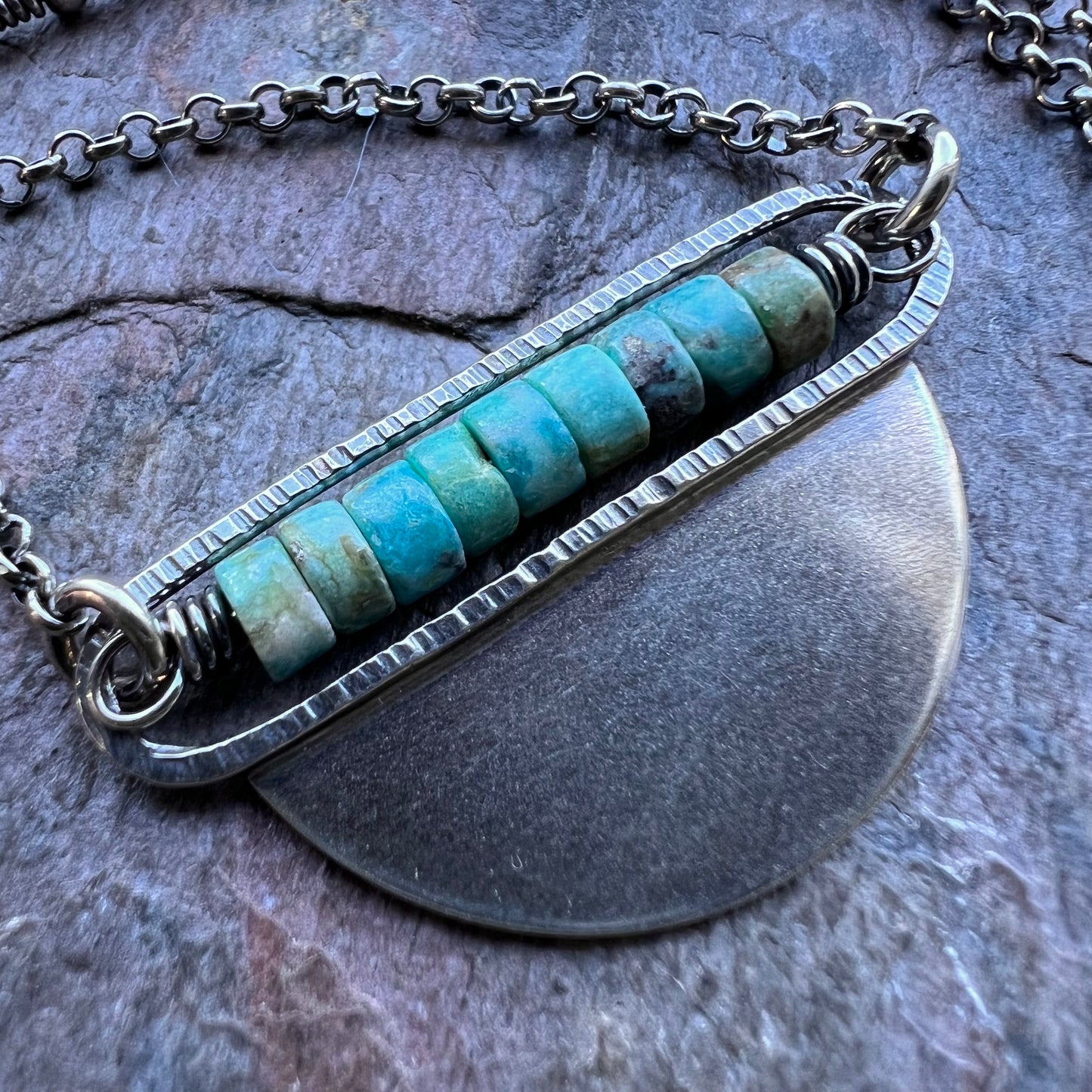 Sterling Silver Turquoise Heishi Bead Necklace