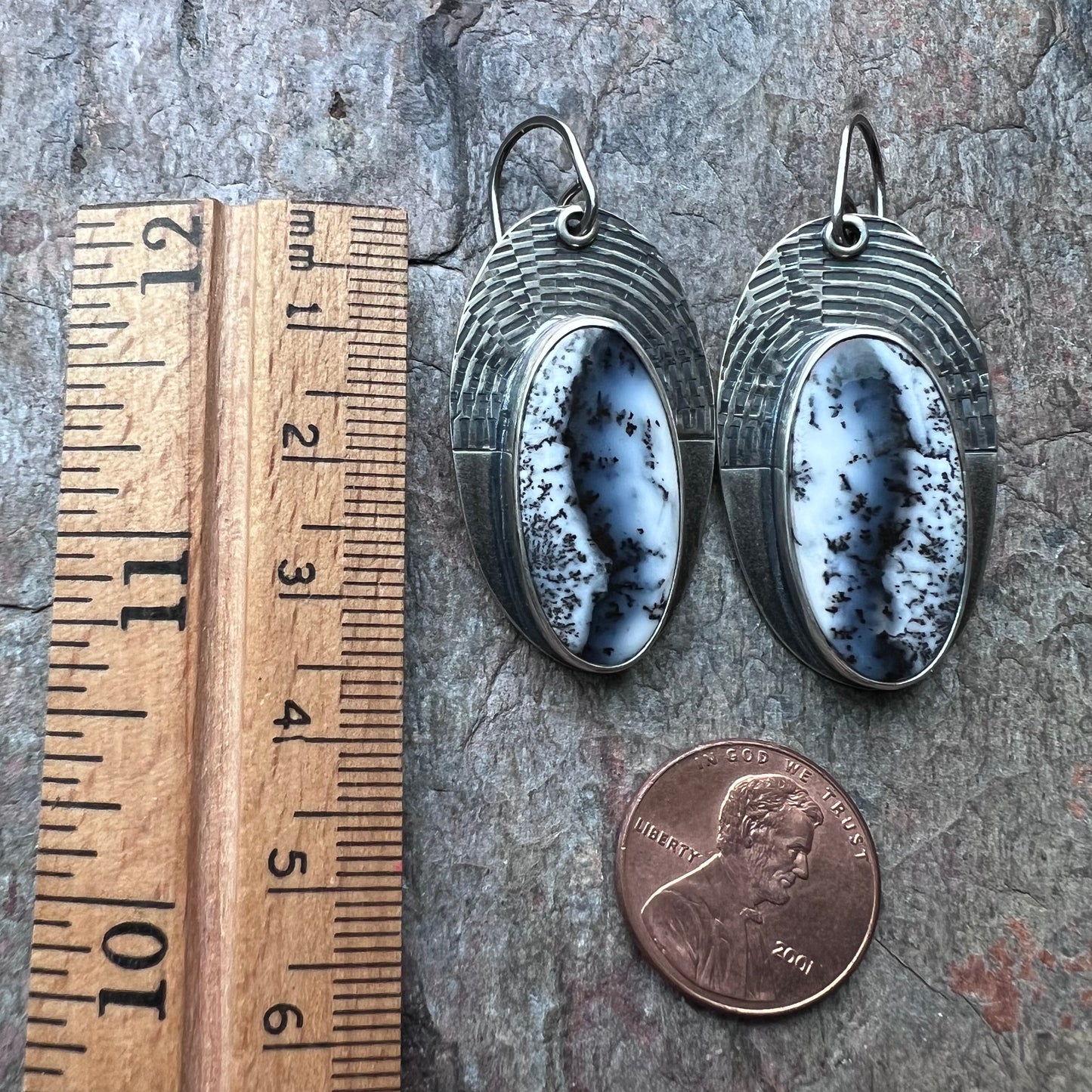 Dendritic Opal Sterling Silver Earrings - Handmade One-of-a-kind Earrings