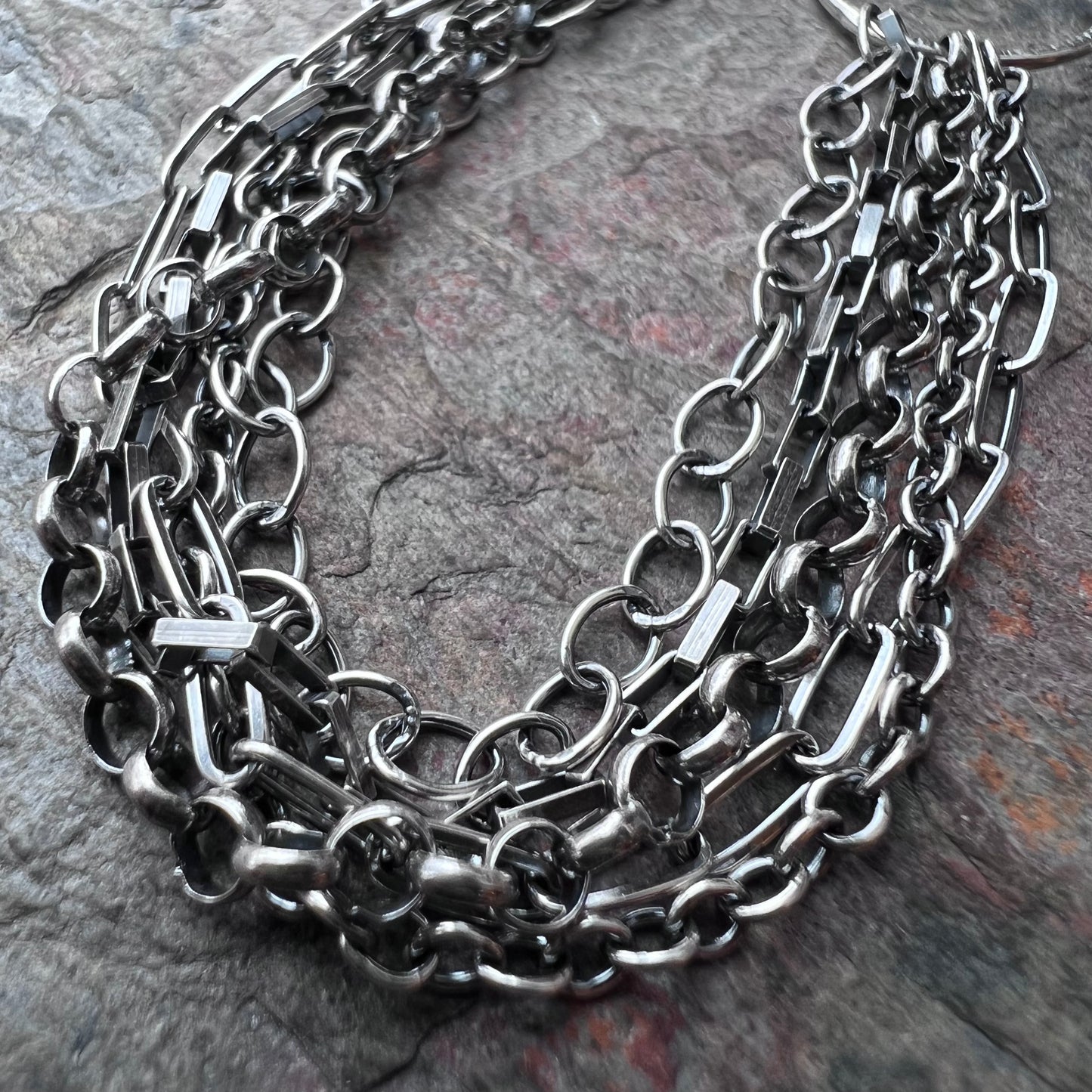 Sterling Silver Multi Chain Bracelet with Sterling Silver Handmade Clasp