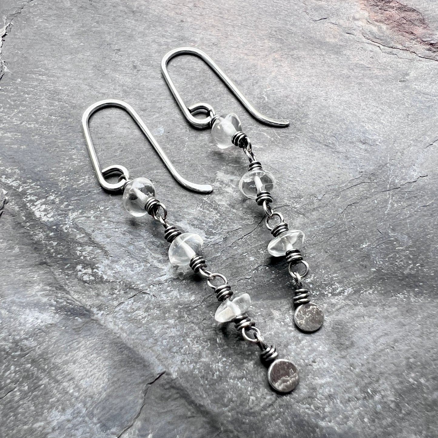 Sterling Silver Citrine Earrings | Clear Citrine Wire-wrapped Long Dangles