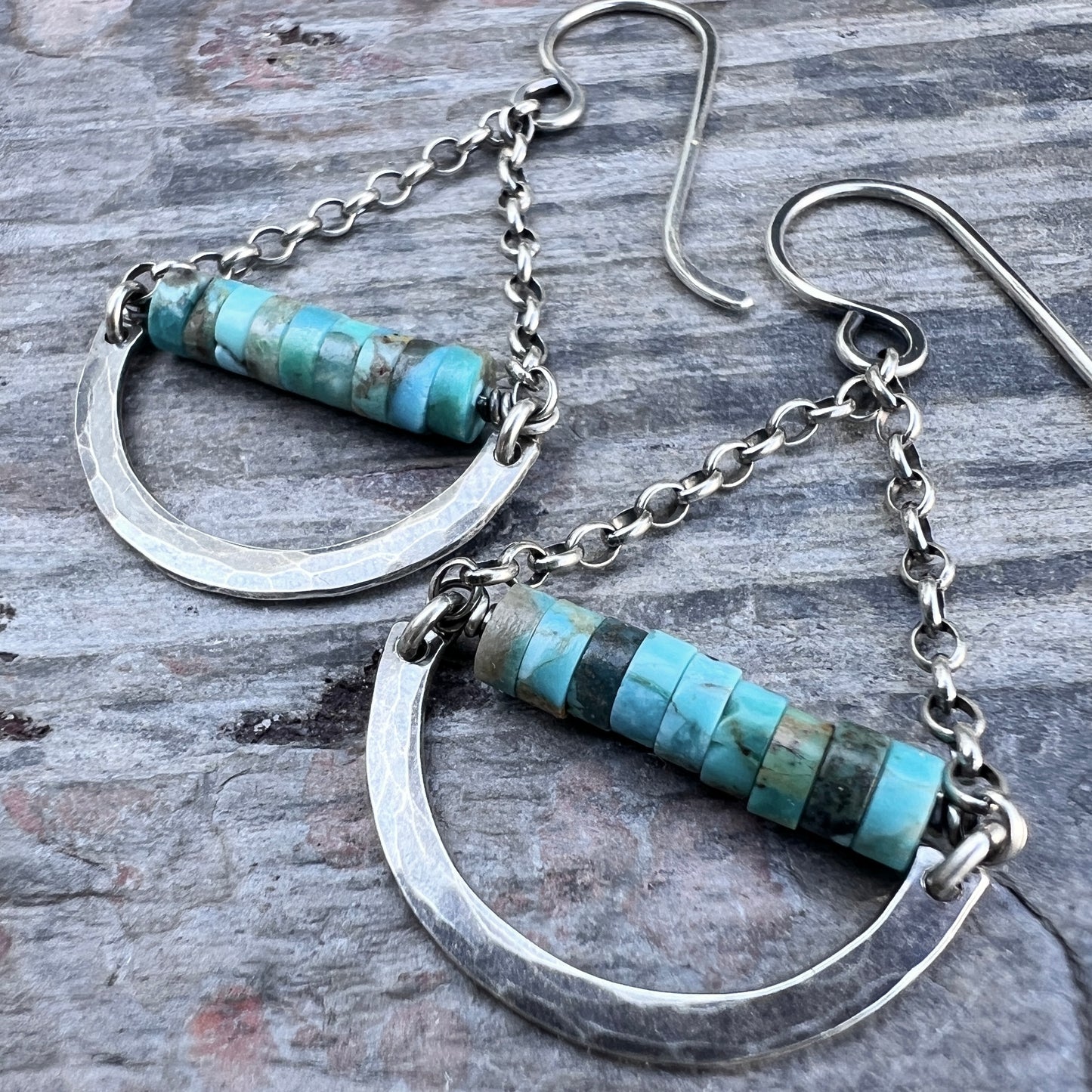 Genuine Turquoise and Sterling Silver Chandelier Earrings