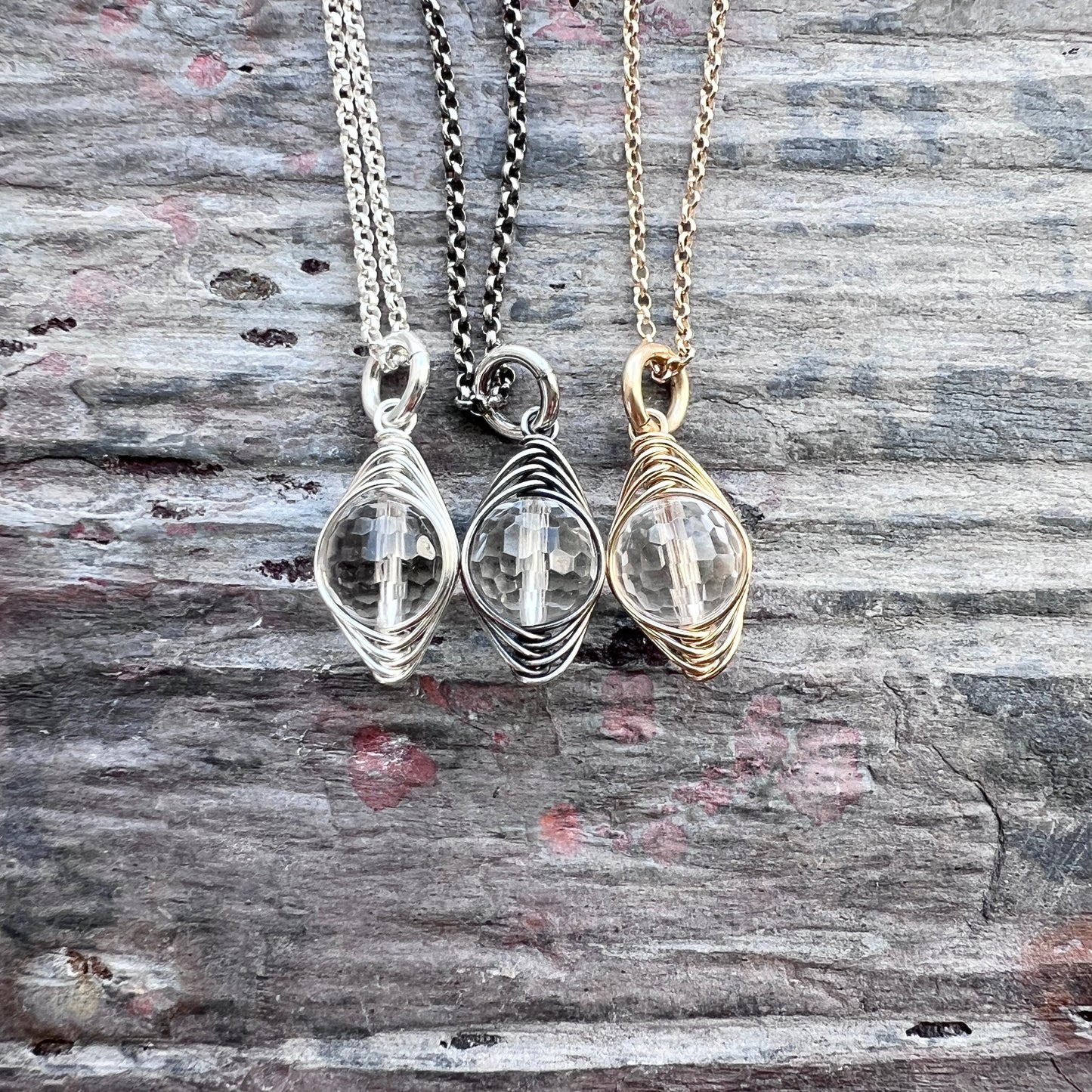 Sterling Silver Crystal Quartz Necklace | Natural Quartz Silver or Gold Pendant Dainty Necklace