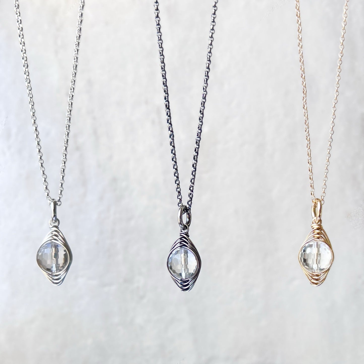 Sterling Silver Crystal Quartz Necklace | Natural Quartz Silver or Gold Pendant Dainty Necklace