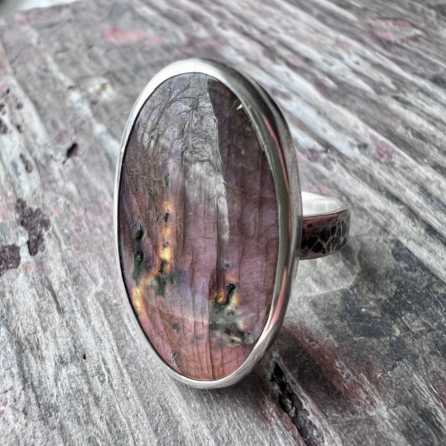 Labradorite Sterling Silver Ring | Large Natural Labradorite Statement Ring