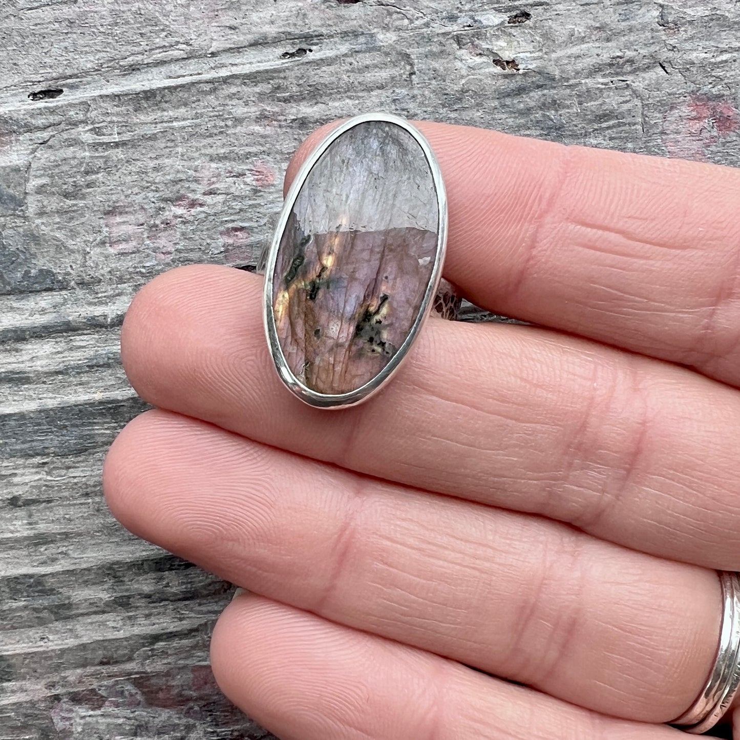 Labradorite Sterling Silver Ring | Large Natural Labradorite Statement Ring