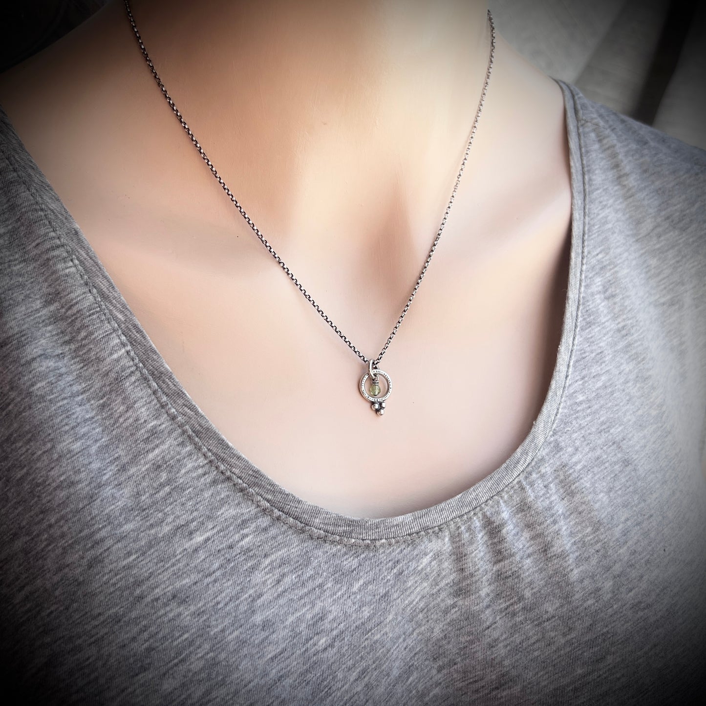 Customizable Birthstone Sterling Silver Necklace | Handmade Tiny Genuine Gemstone Pendant